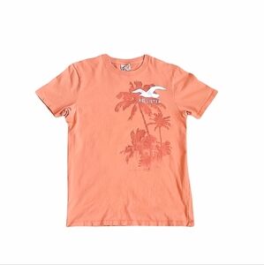 Hollister Men's T-shirt Vintage Orange Palm Tree Short Sleeve Logo Tee Size L